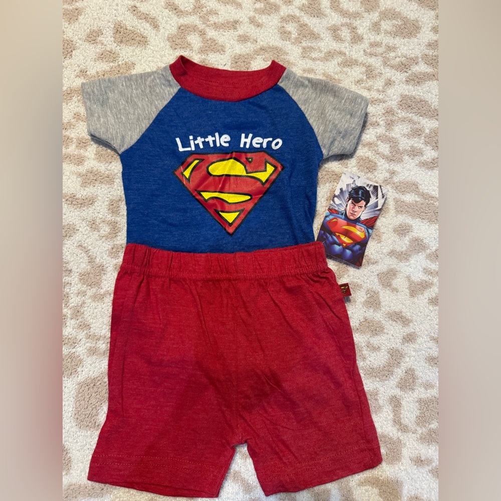 DC Superman Little Hero Costume - Blue, Red, and Gray Size 0-3 months NWT